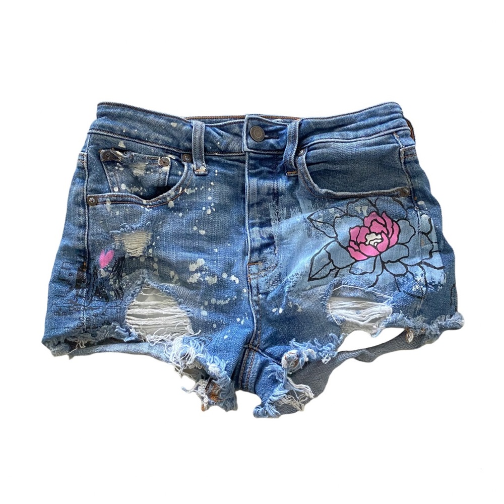 American Eagle High Waisted Paint Splattered Shorts Size 2
